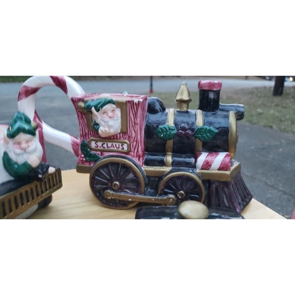 Vintage Holiday Tea set Santa Claus Holiday Express Ceramic Tea Coffee Set - Picture 7 of 12